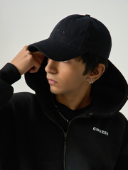 At Home Black Satin Cap